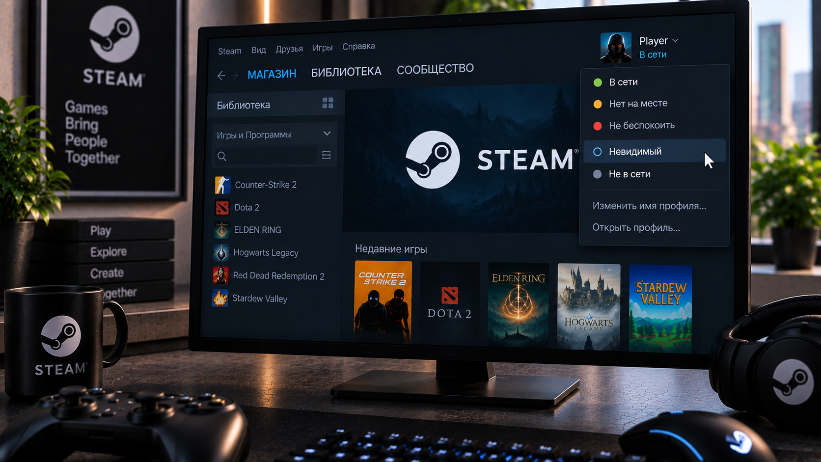 Как стать невидимым в Steam