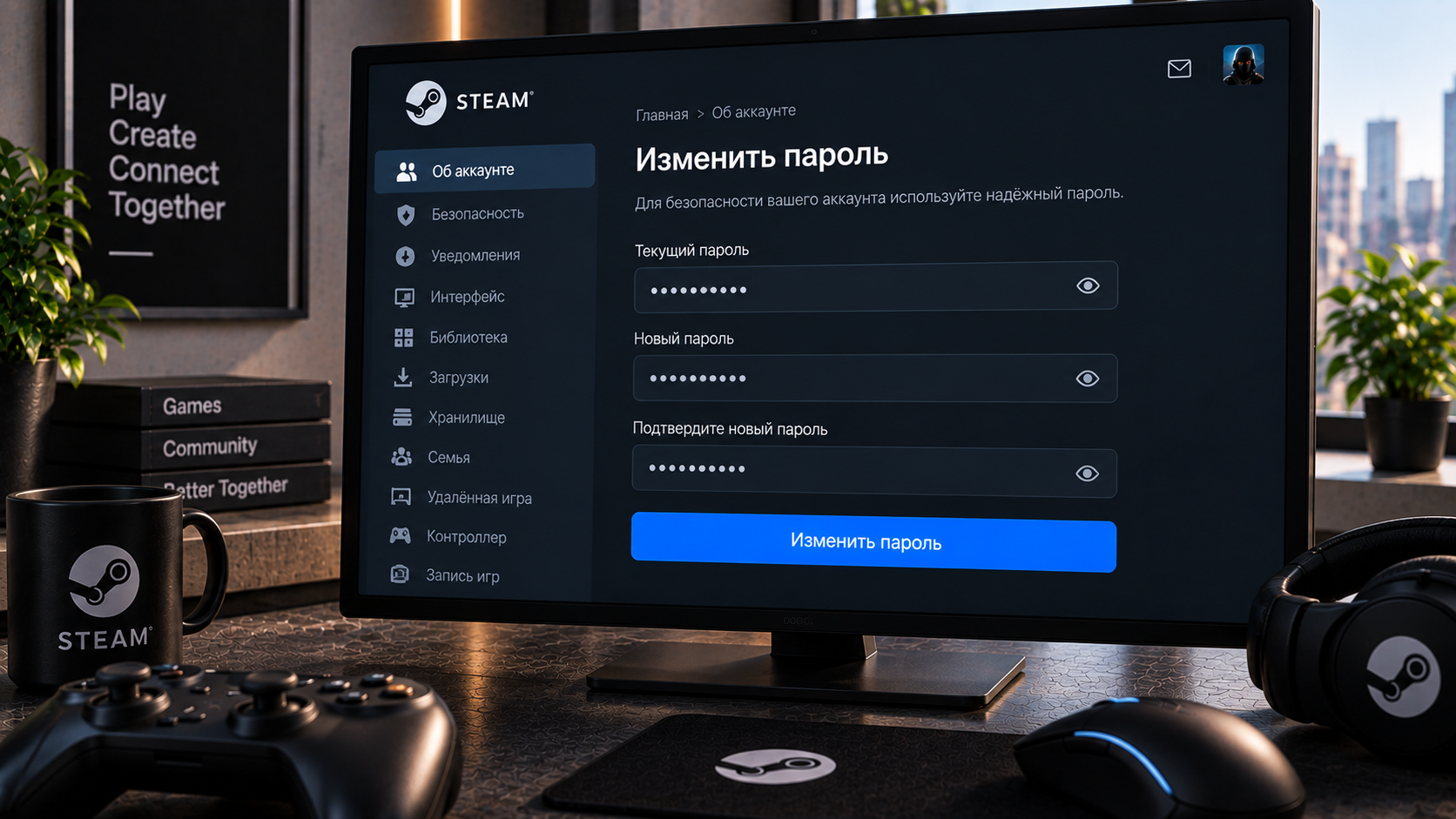 Как изменить пароль в Steam