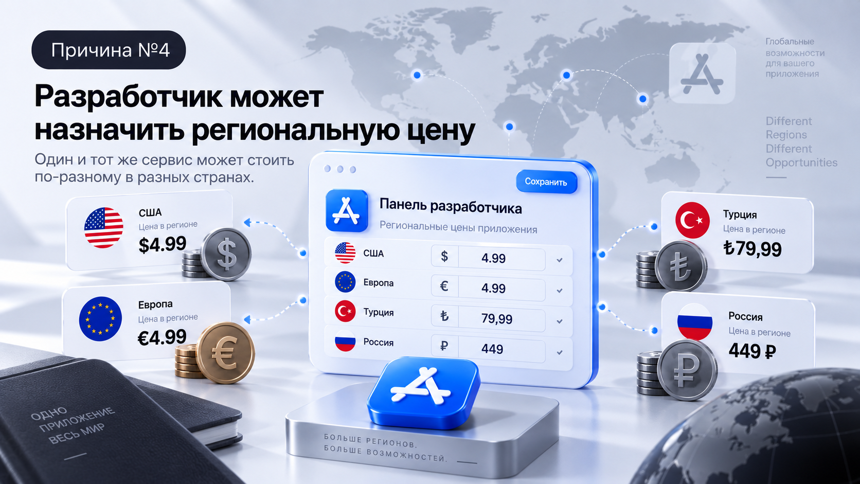 разработчик может назначить региональную цену