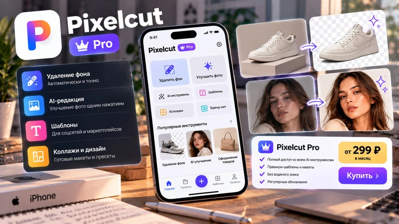 Купить Pixelcut Pro на iPhone из России в 2026 году - цена и оплата