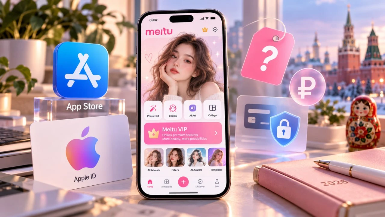 Купить Meitu VIP на iPhone из России в 2026 году - цена и оплата