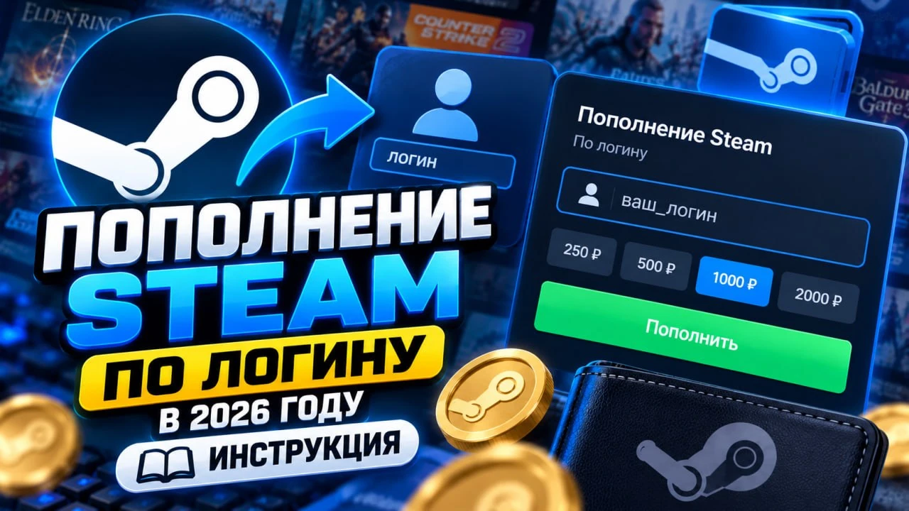 Пополнение Steam по логину в 2026 году — инструкция
