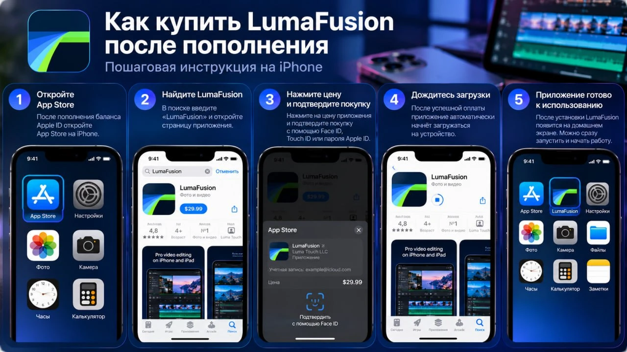 Как купить LumaFusion после пополнения