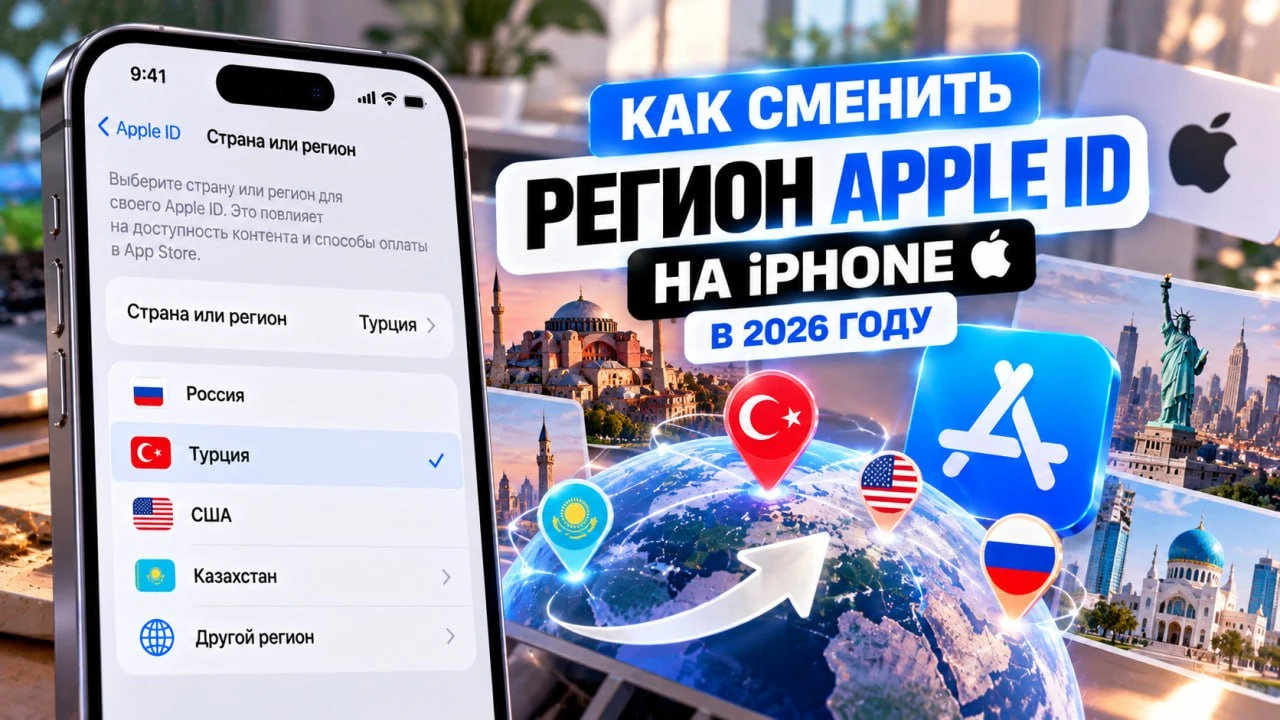 Как сменить регион Apple ID на iPhone в 2026 году