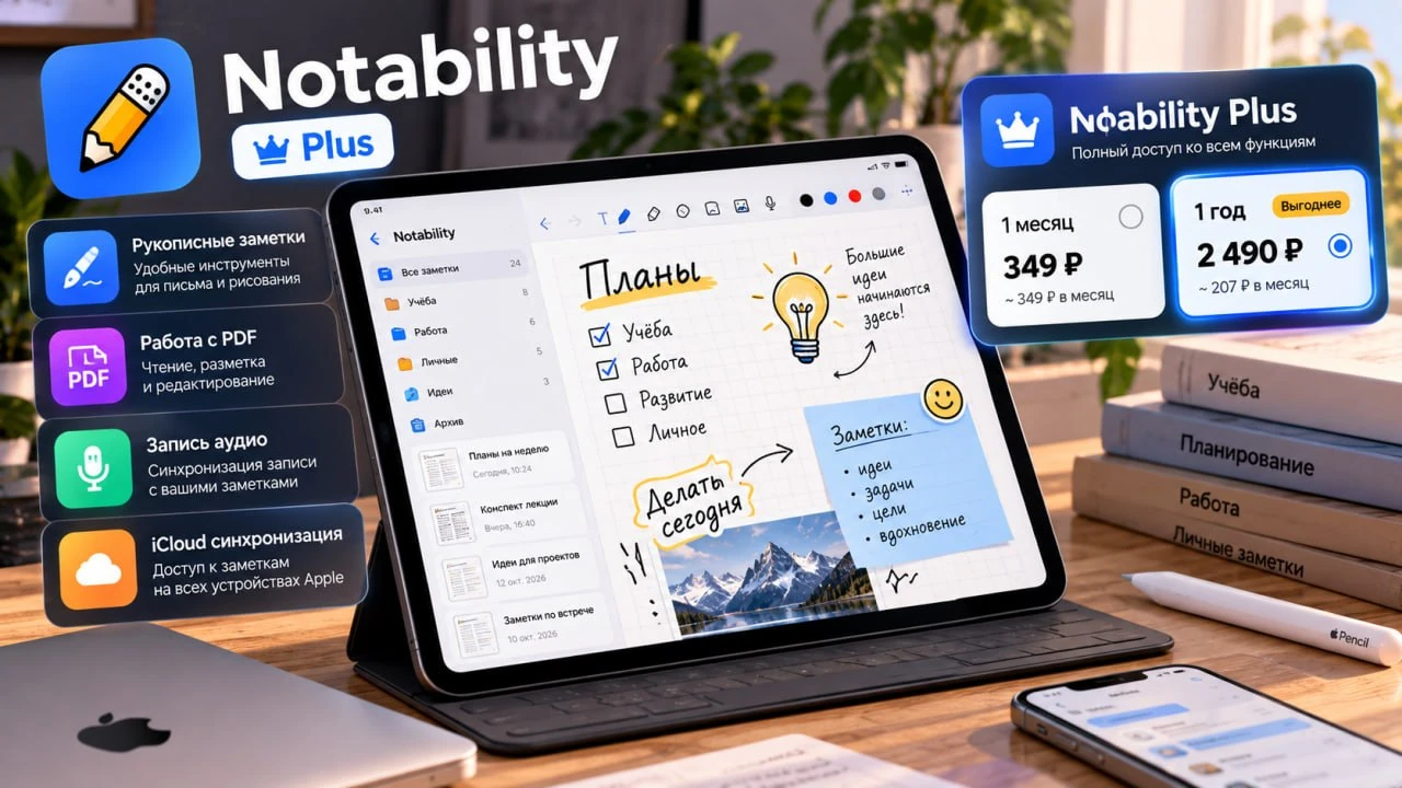 Купить Notability Plus на iPad из России в 2026 году - цена и оплата