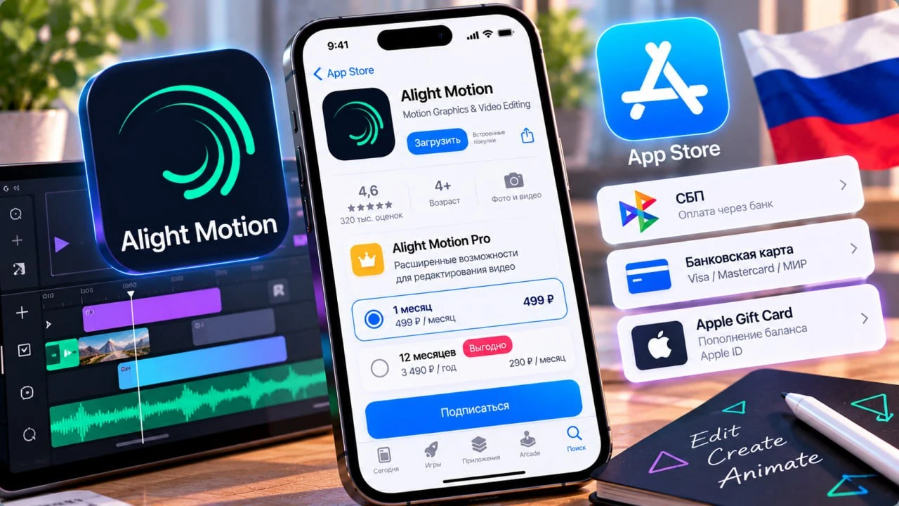 Как оплатить Alight Motion на iPhone из России в 2026 году