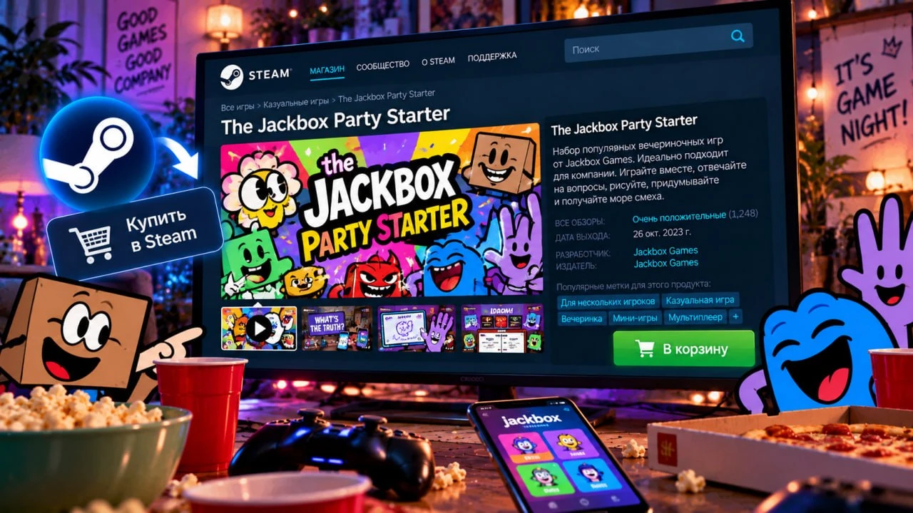 Как купить The Jackbox Party Starter в Steam в 2026 году