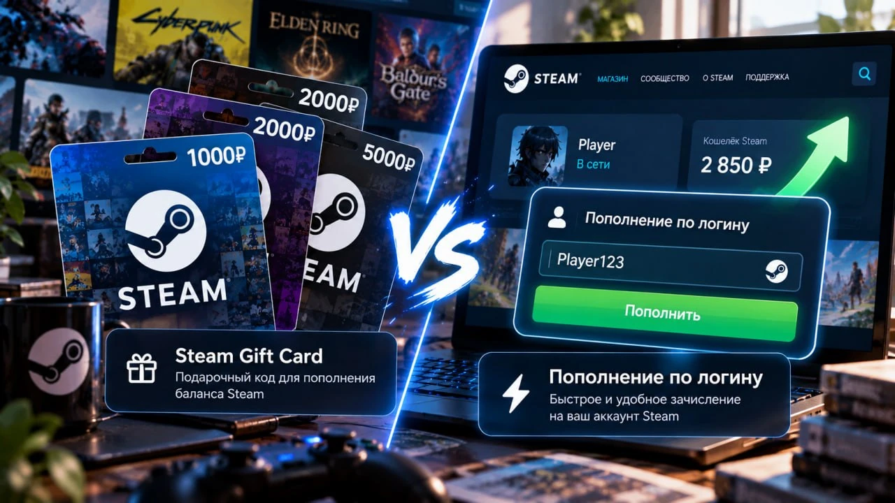 Steam Gift Card или пополнение по логину