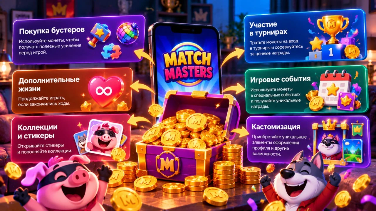 На что нужны монеты в Match Masters