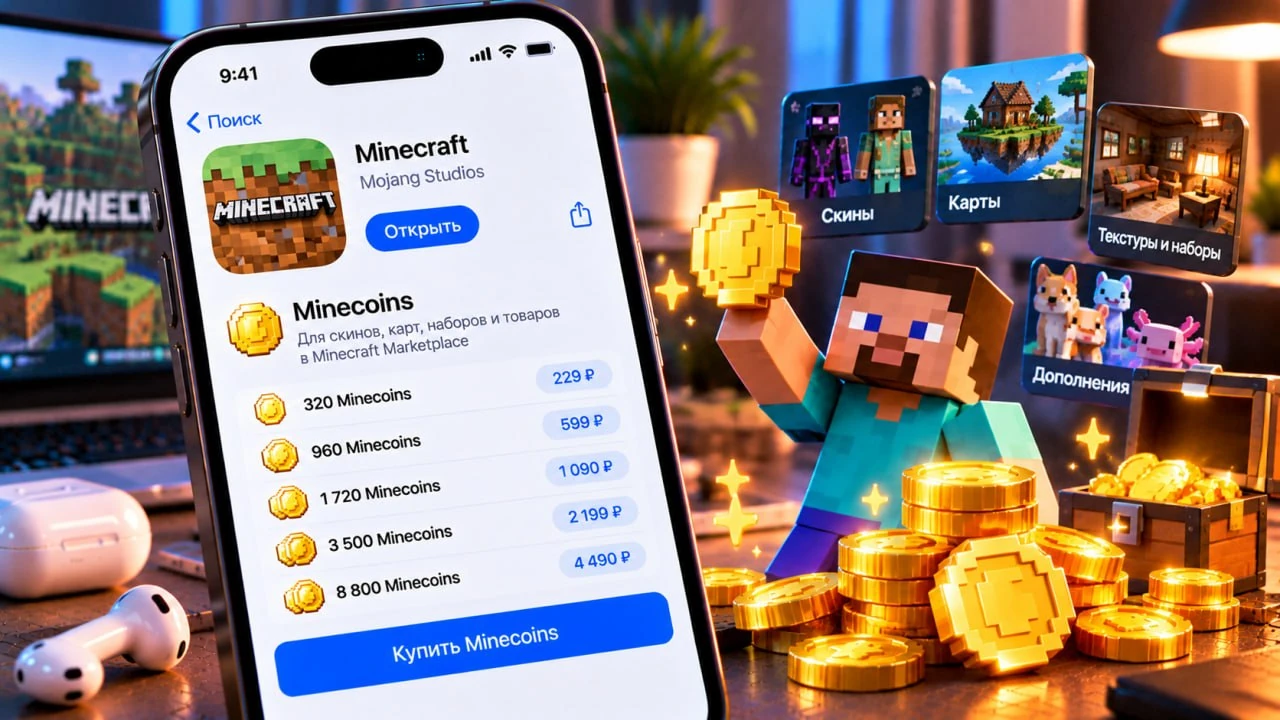 Как купить Minecoins на iPhone в России в 2026 году