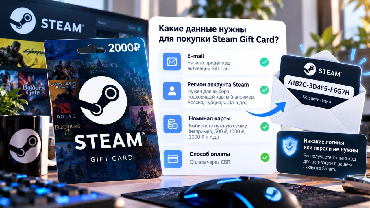 Какие данные нужны для Gift Card