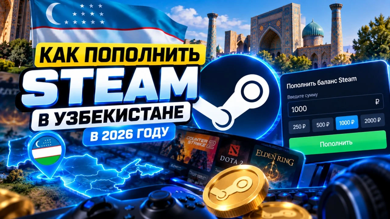 Как пополнить Steam в Узбекистане в 2026 году