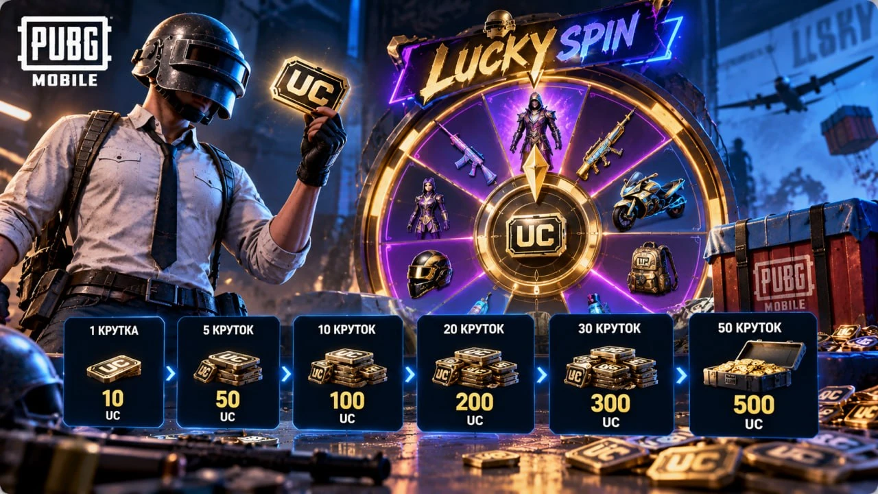 Сколько UC нужно на Lucky Spin в PUBG Mobile в 2026 году