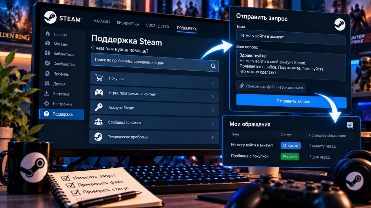 Как написать в поддержку Steam и проверить обращение