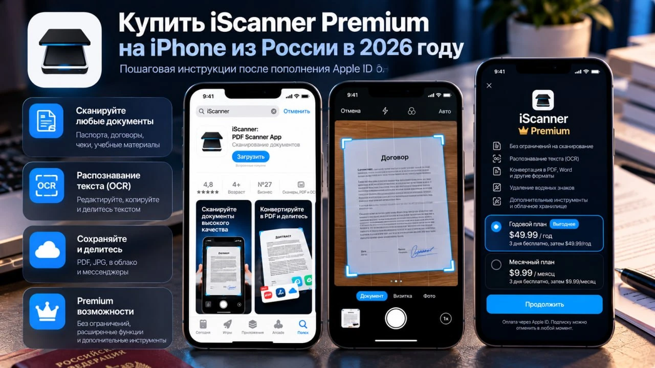 Купить iScanner Premium на iPhone из России в 2026 году