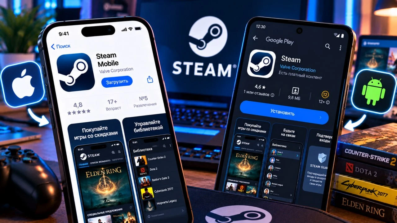 Как скачать Steam на телефон в 2026 году: Android и iPhone