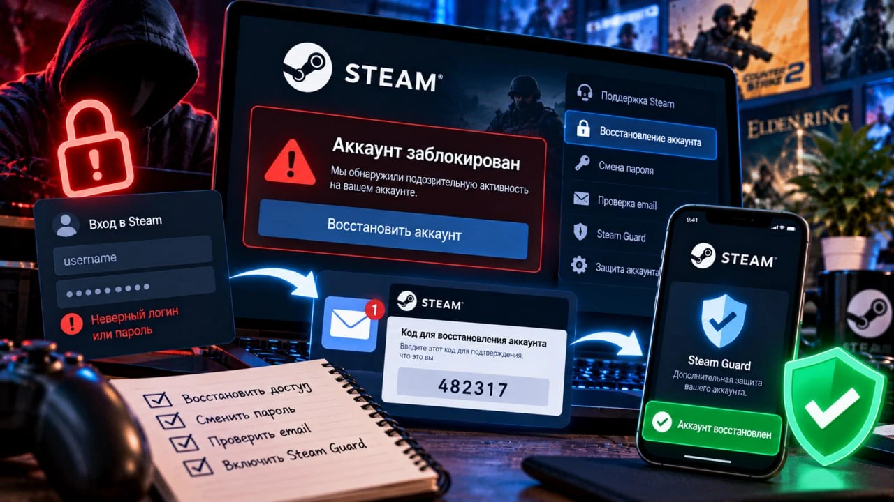 Как восстановить взломанный аккаунт Steam в 2026 году