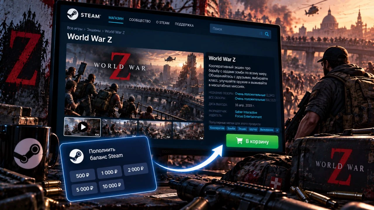 Как купить World War Z в Steam в 2026 году