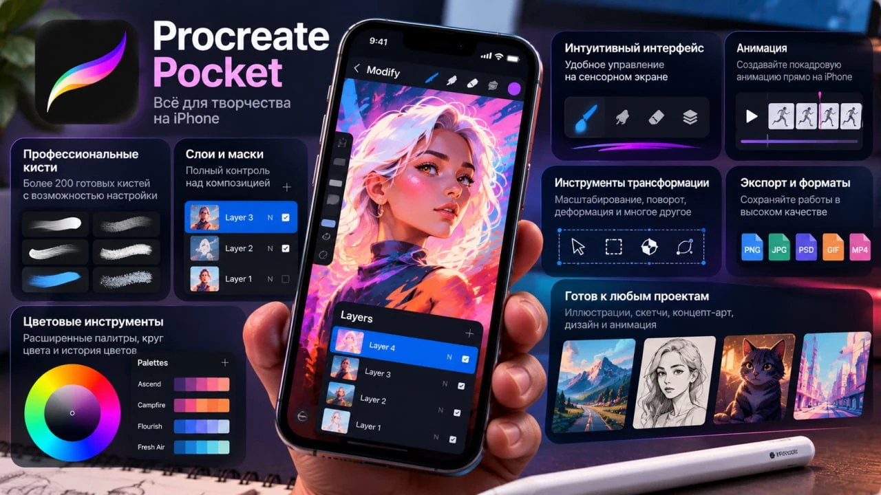 Что входит в Procreate Pocket