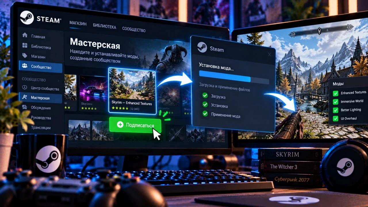 Как установить моды из Мастерской Steam в 2026 году