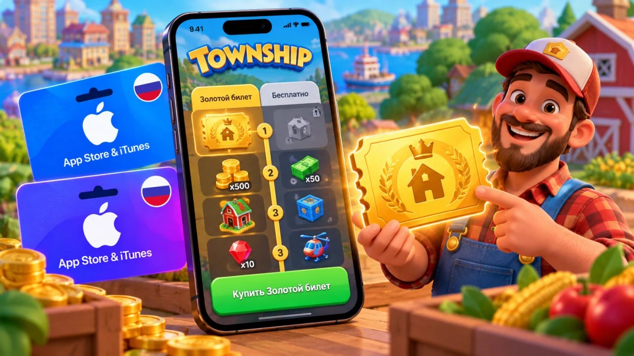 Купить Золотой билет Township на iPhone из России в 2026 году