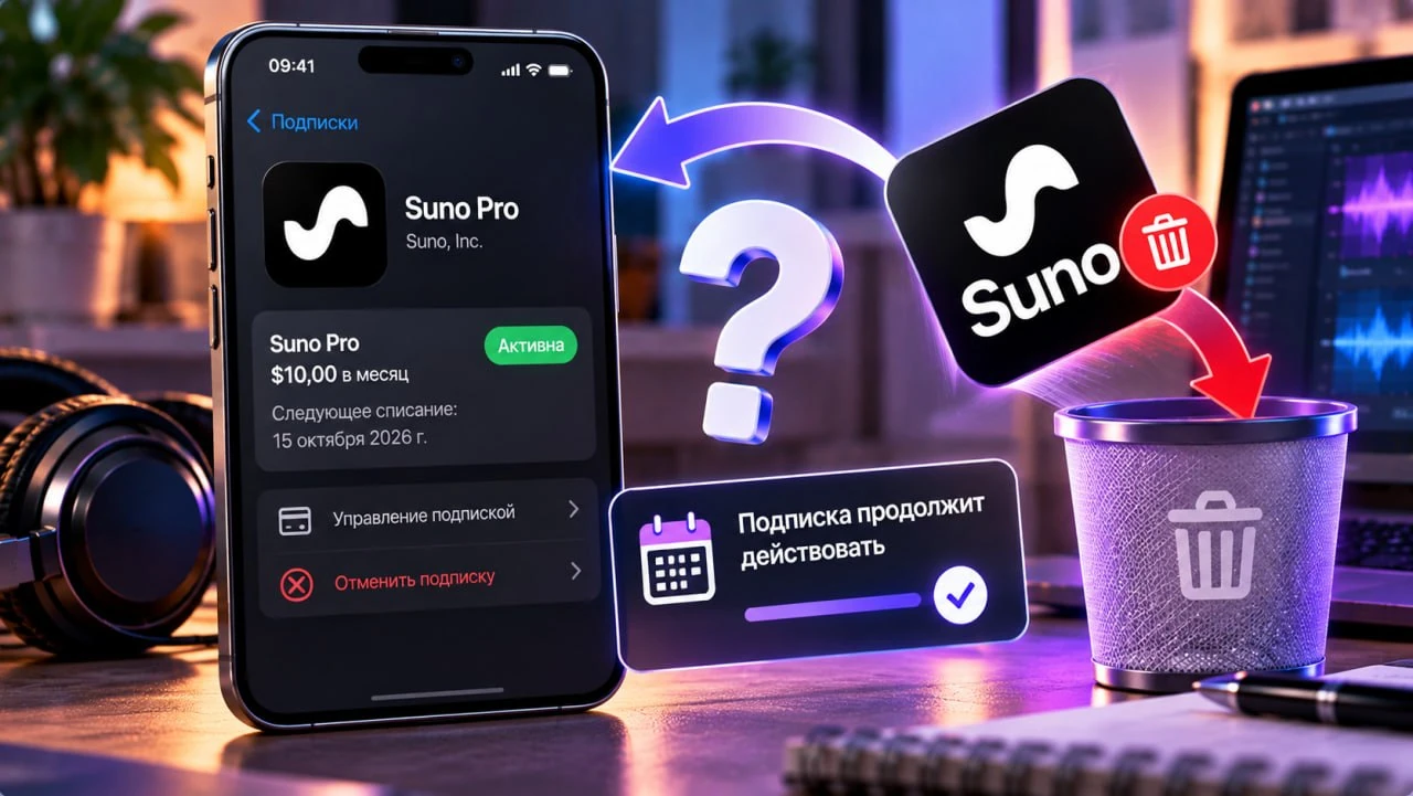 Удаление Suno отменяет подписку?