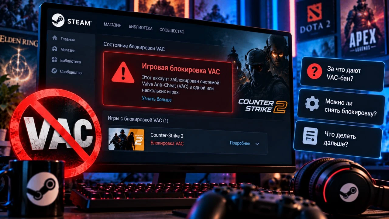 VAC-бан в Steam: что это значит и можно ли снять