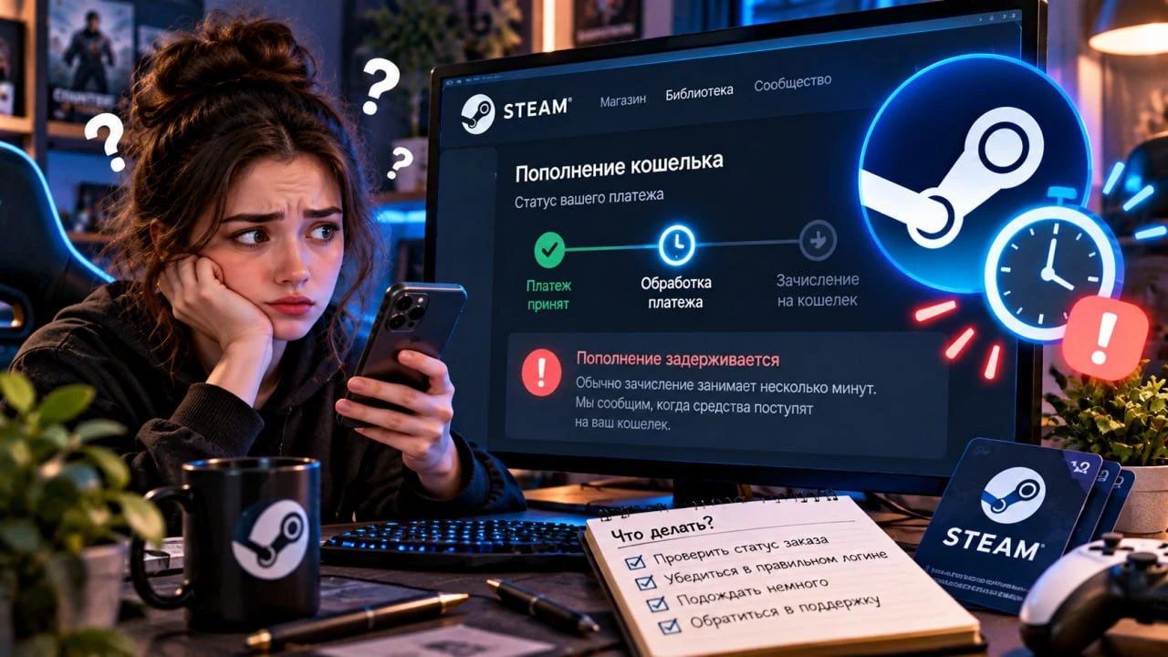 Пополнение Steam задерживается в 2026 году — что делать