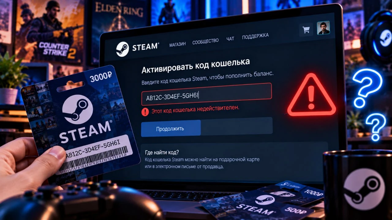 Код кошелька Steam не работает: что делать