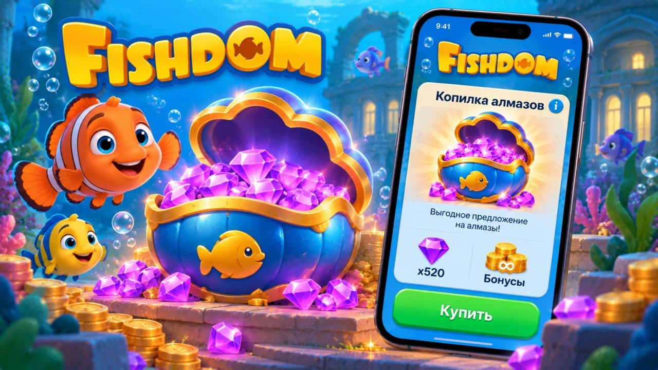 Купить Копилку алмазов в Fishdom: цена и оплата из России