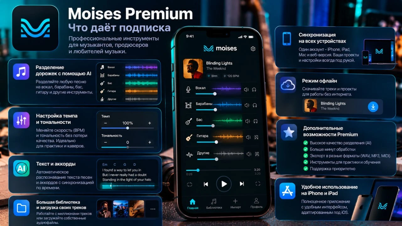 Что даёт Moises Premium
