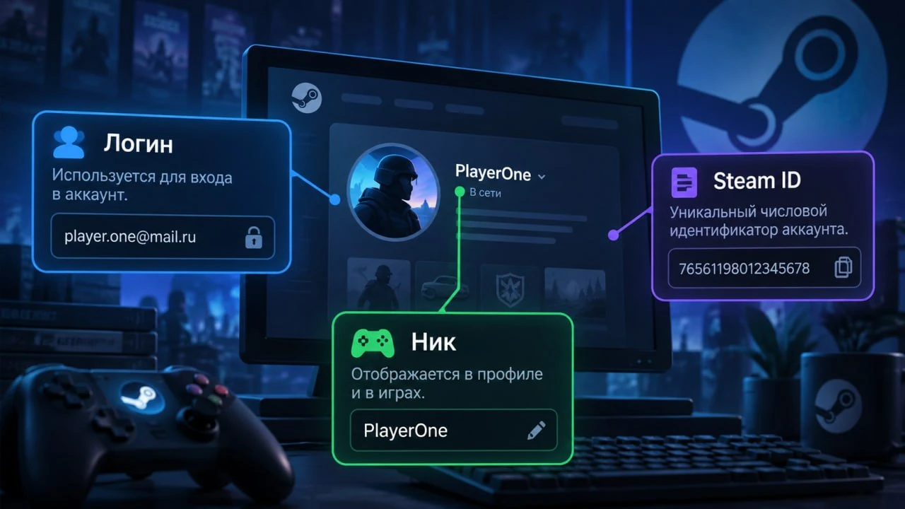 Логин, ник и Steam ID: в чём разница