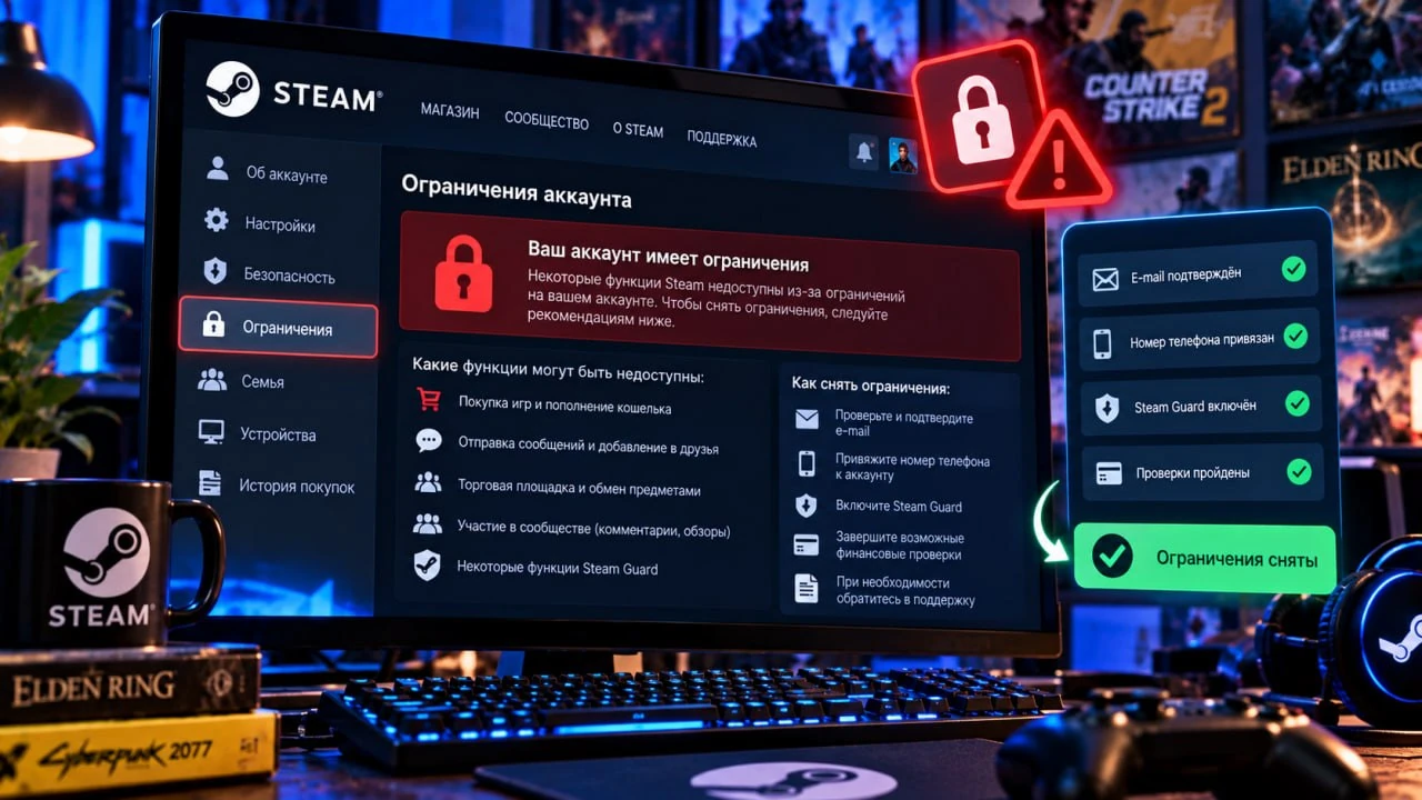 Почему аккаунт Steam ограничен и как снять ограничение