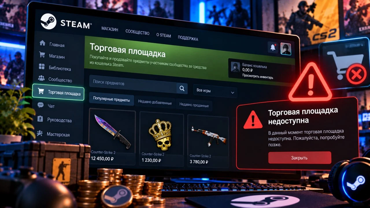 Почему не работает Торговая площадка Steam
