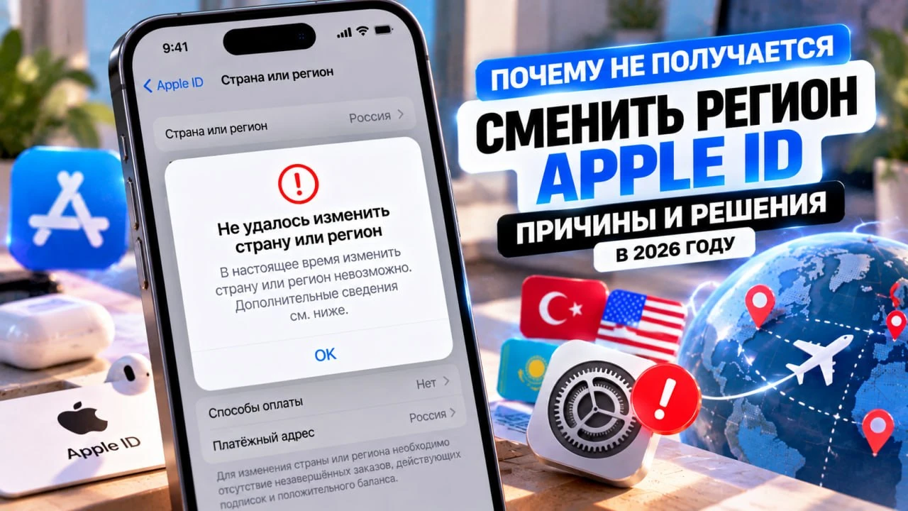 Почему не получается сменить регион Apple ID: причины и решения