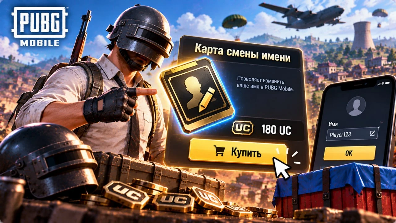 Купить карту смены имени в PUBG Mobile — цена 180 UC