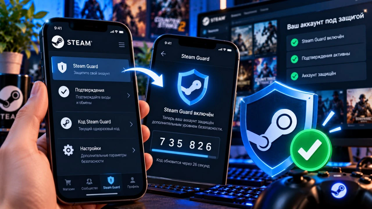 Как включить Steam Guard на телефоне в 2026 году
