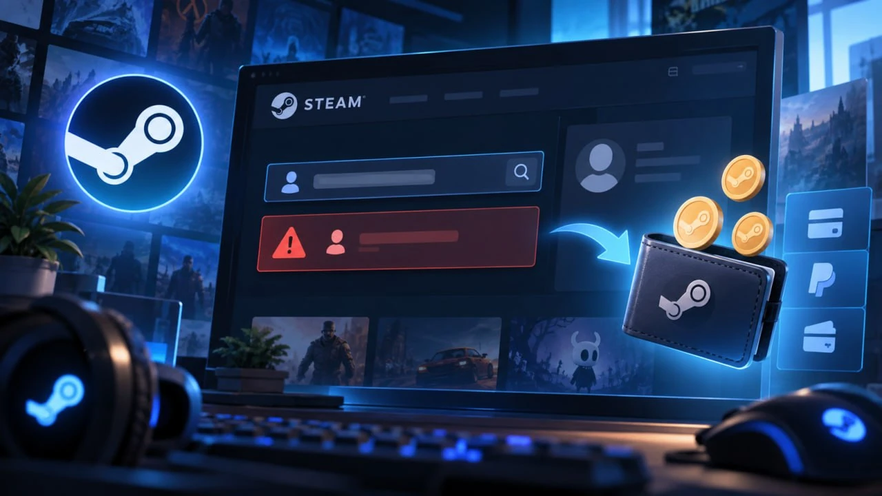Steam пишет «Аккаунт не найден» при пополнении: что делать